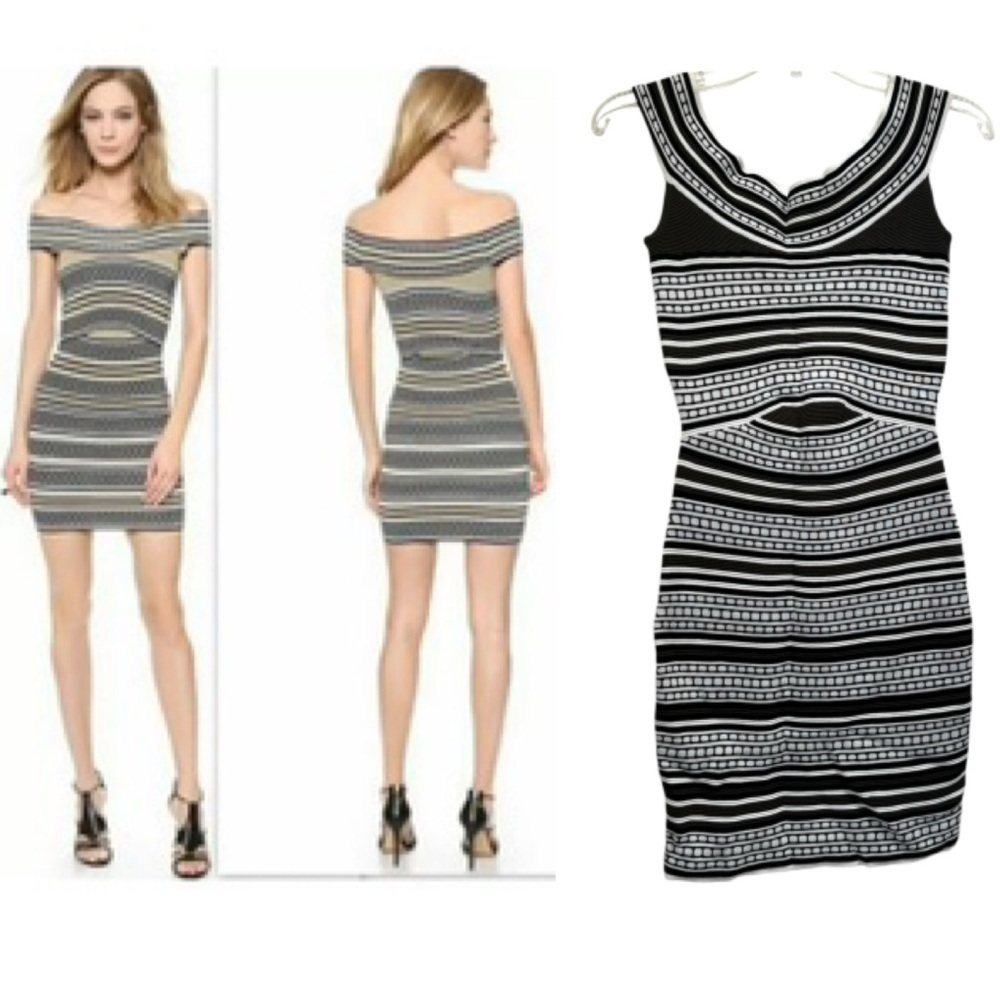 Ronny Kobo NWOT Ilana Striped Bodycon Mini Dress Stretch Olive Multi Neutral XS